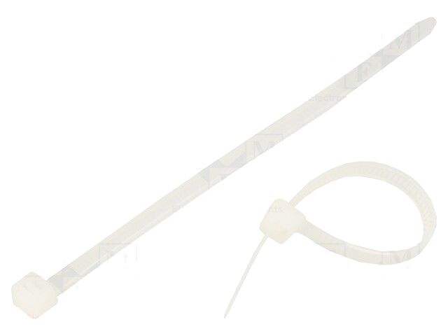 Kabelbinder; L: 100mm; W: 3,6mm; polyamide; natuurlijk; 100st. Kabelbinder; L: 100mm; W: 3,6mm; polyamide; natuurlijk; 100st.